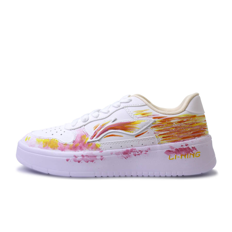 Li-Ning Li Ning Floating Boat Abrasion Resistant Breathable Low top Skateboard Shoes Unisex Pink Yellow