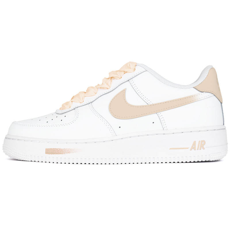 Nike Nike Air Force 1 White Sneakers, Air Force 1 Abrasion Resistant Low top Skateboard Shoes Unisex White Orange