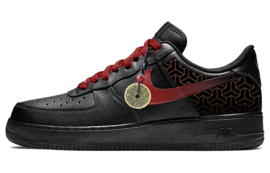 Nike Nike Air Force 1 Subordinate Golden Armor Slip Resistant Low top Skateboard Shoes Unisex Black Red