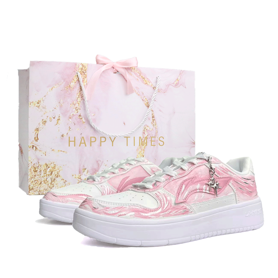 Li-Ning Li Ning Floating Boat Mayfly Pink, Shopping Bag Slip Resistant, Lightweight, And Breathable Low top Skateboard Shoes