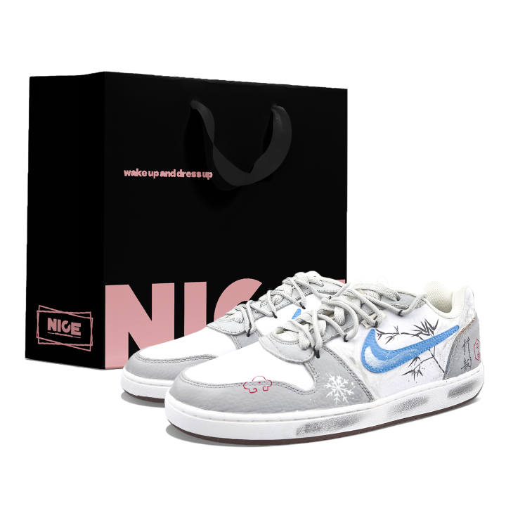 Nike Nike EBERNON Abrasion Resistant Low top Skateboard Shoes Men's White Gray