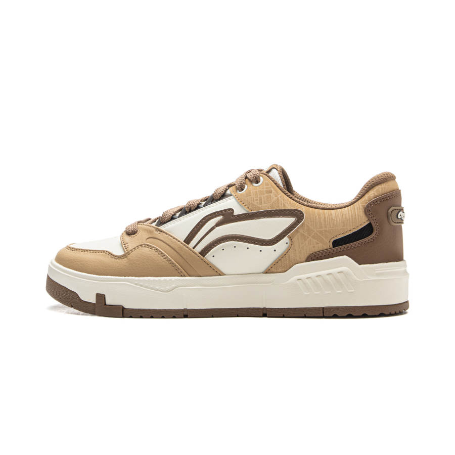 Li-Ning Li Ning Common 80s Slip Resistant Abrasion Resistant Low top Skateboard Shoes Men's White Brown