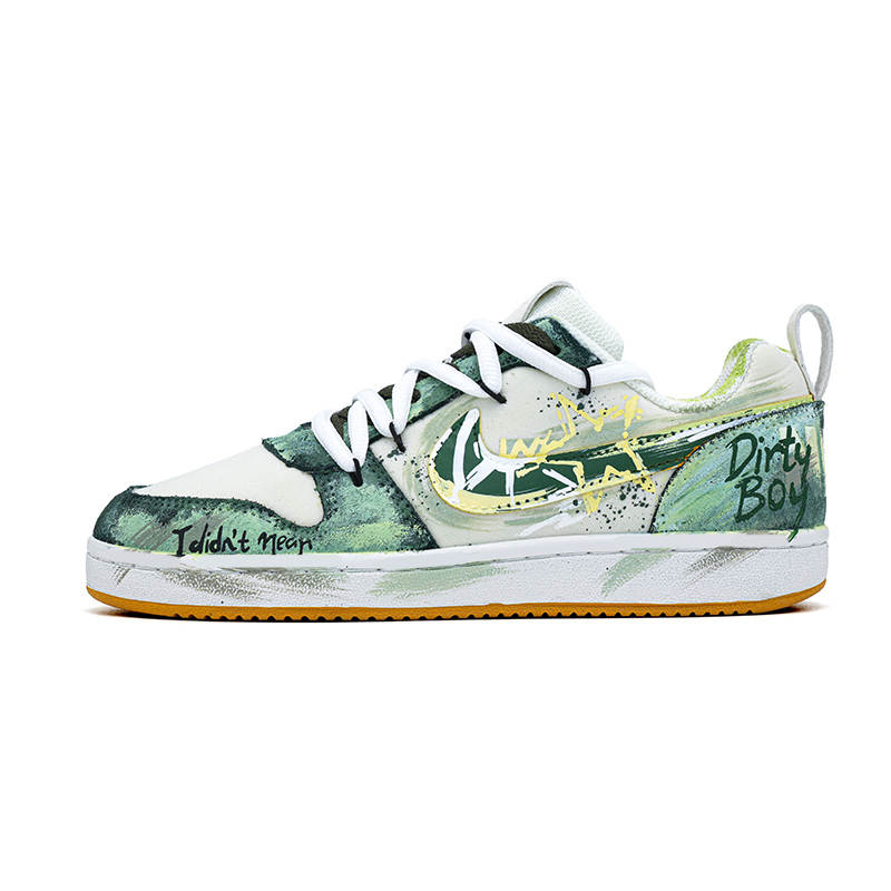 Nike Nike Court Borough PRM Party Star Cushioning, Wear Resistant Low top Skateboard Shoes Men's White Green