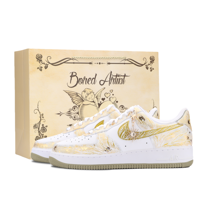Nike Nike Air Force 1 River Immersed Moon, Sun God Apollo Abrasion Resistant Low top Skateboard Shoes Unisex White Gold