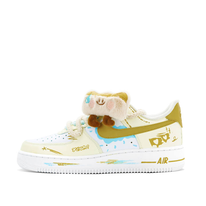 Nike Nike Air Force 1 Cheeses Bear Slip Resistant Abrasion Resistant Low top Skateboard Shoes Unisex Brown
