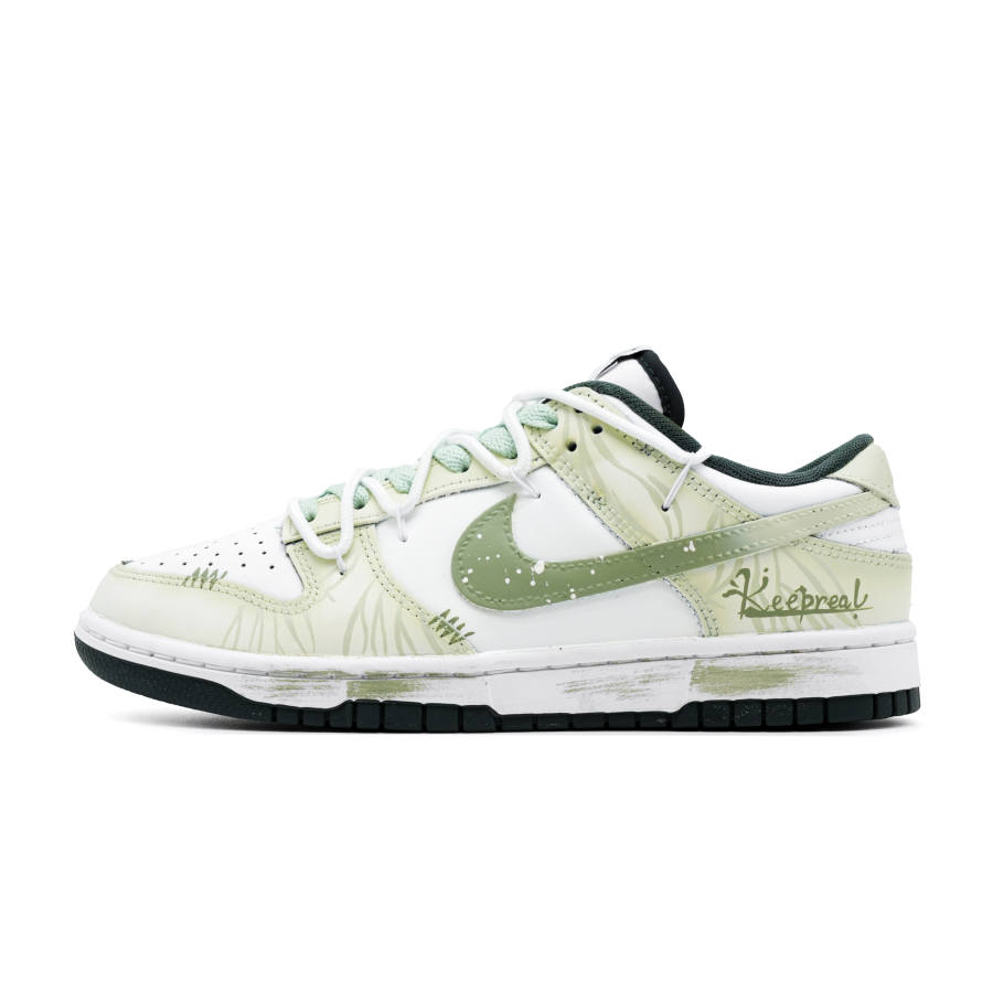 Nike Nike Dunk Trace Of Leaf Abrasion Resistant Low top Skateboard Shoes Unisex White Green