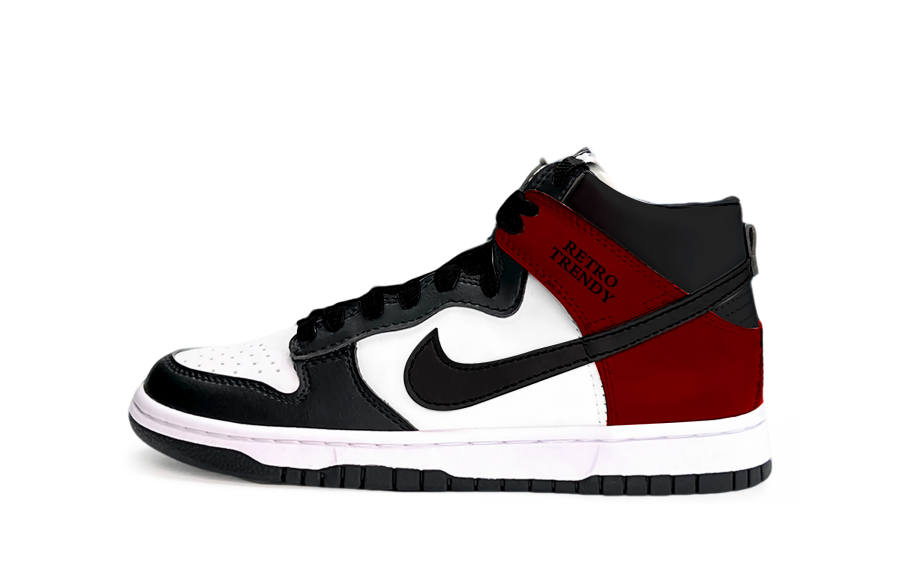 Nike Nike Dunk Red Lion Coverage Abrasion Resistant, Breathable High top Skateboard Shoes Unisex Black White Red