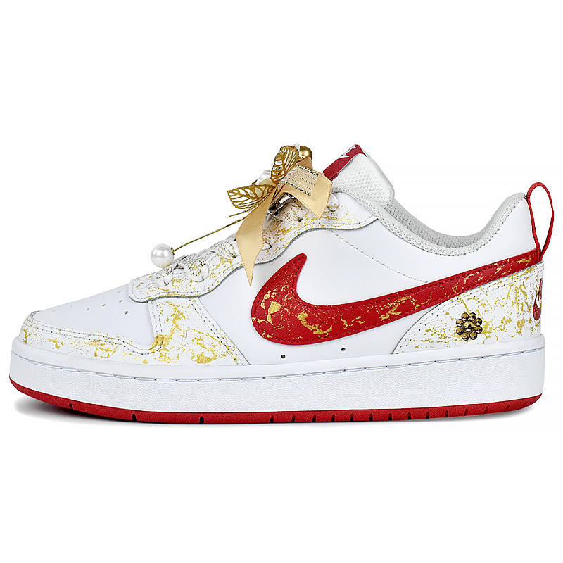 Nike Nike Court Borough 2 Lightweight Low top Skateboard Shoes Women's White Gold
