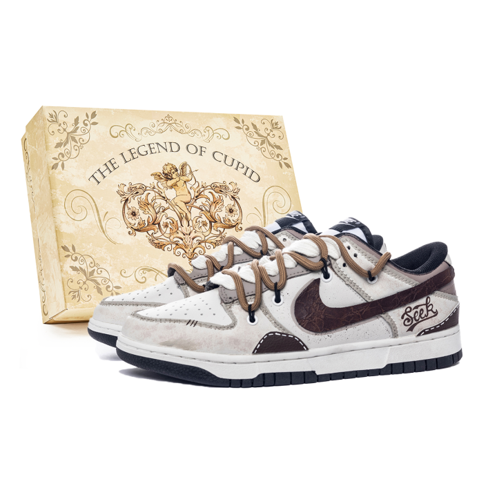 Nike Nike Dunk P.M.S Box, Autumn Search Slip Resistant Abrasion Resistant Low top Skateboard Shoes Unisex Beige Brown