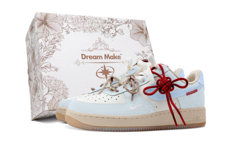 Nike Nike Air Force 1 Slip Resistant Abrasion Resistant Low top Skateboard Shoes Women's Light Blue