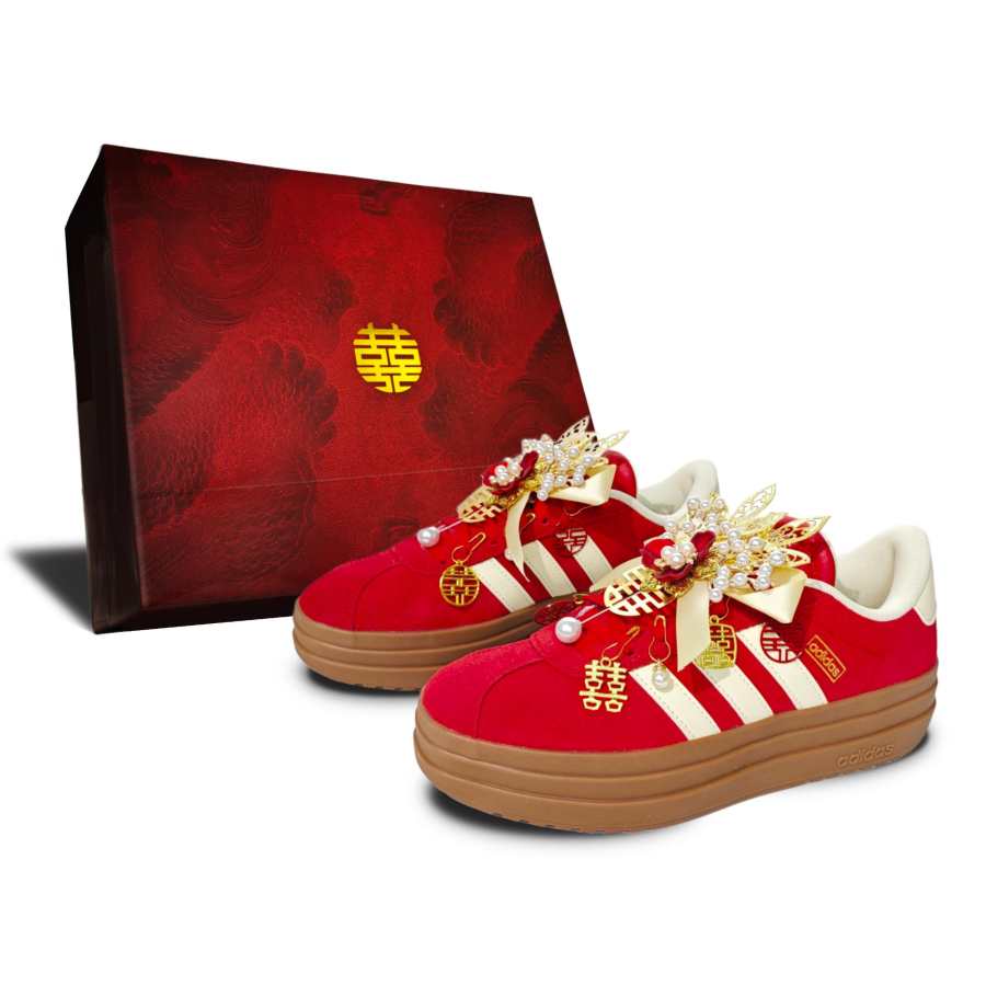 Adidas Adidas VL Court Bold Joyful Rhythm Red Beauty Synthetic Leather, Leather Abrasion Resistant High top Skateboard Shoes