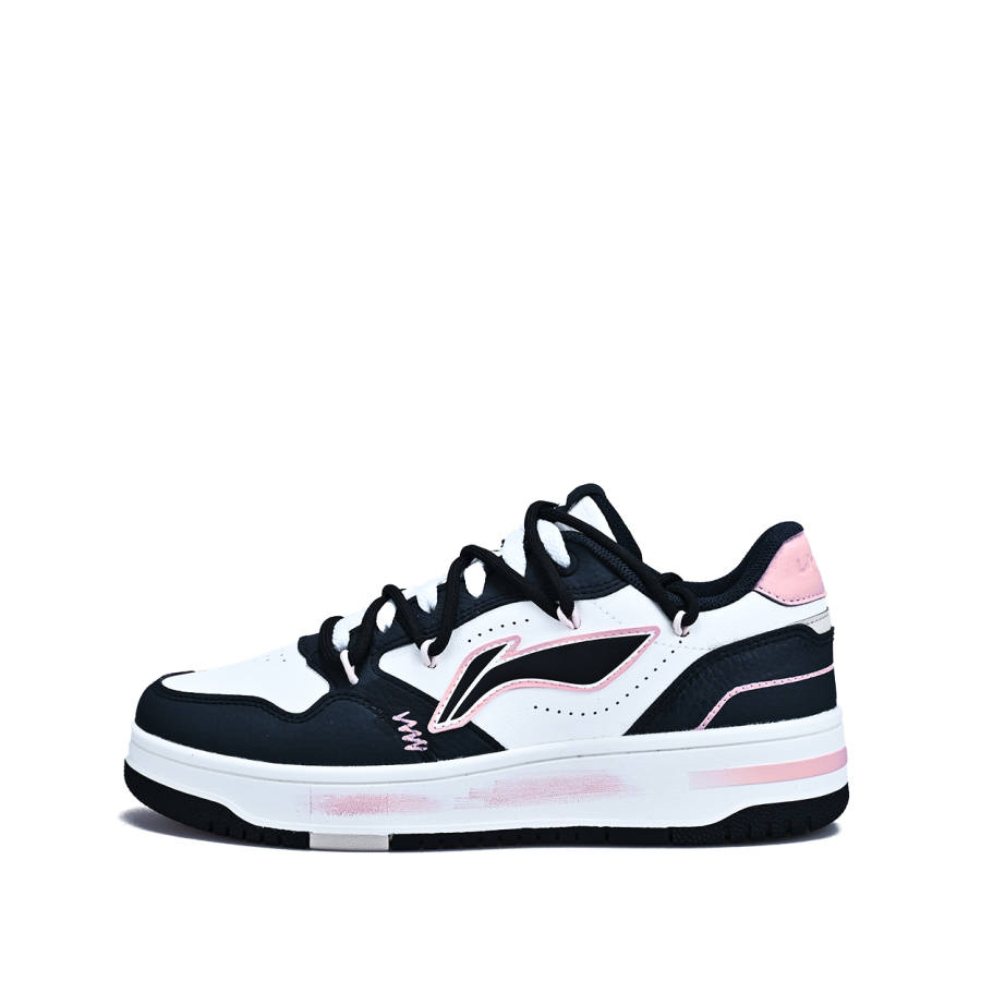 Li-Ning Li Ning Tianji Soft Slip Resistant Cushioning Abrasion Resistant Low top Skateboard Shoes Women's White Black Pink