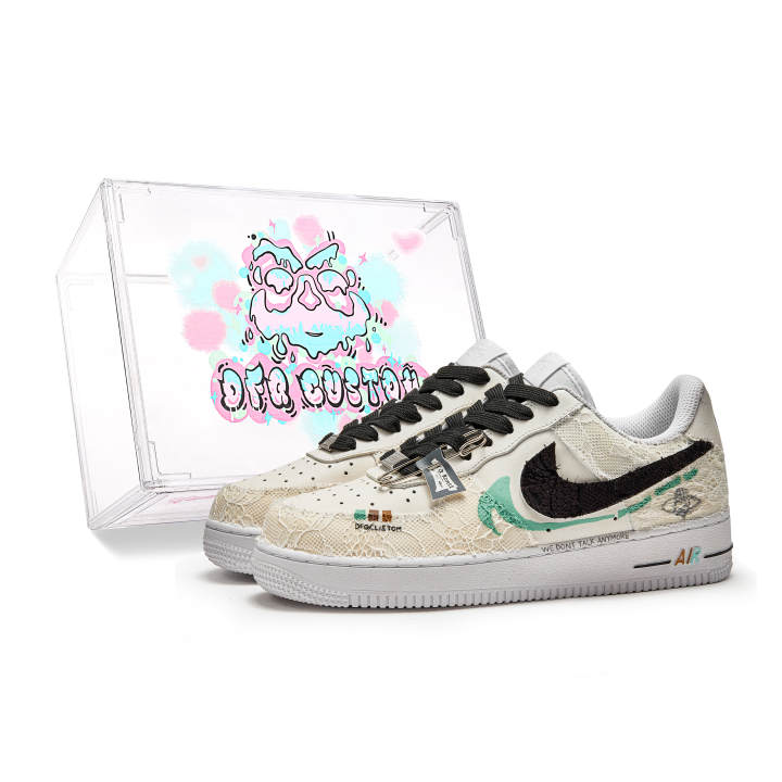 Nike Nike Air Force 1 Da Vinci Custom, Clay Bone Low top Skateboard Shoes Unisex Beige