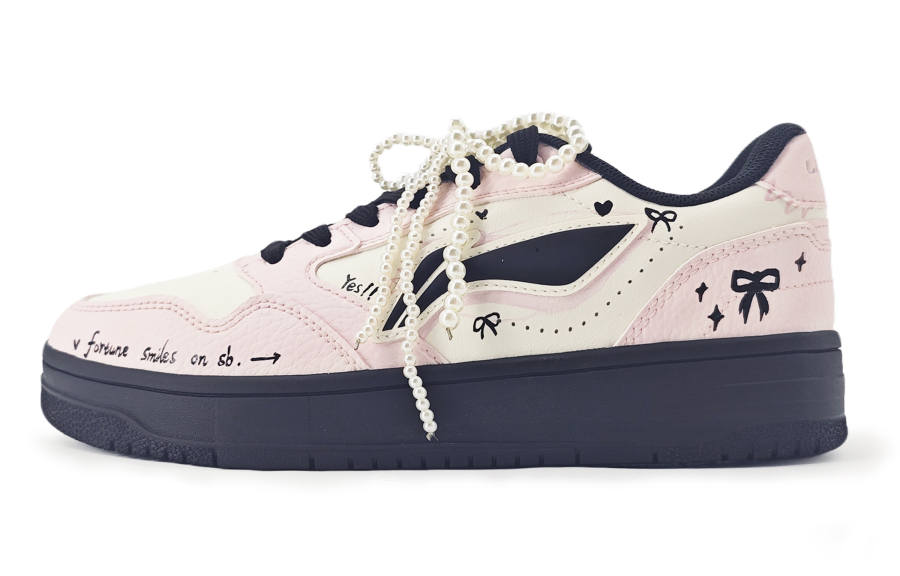 Li-Ning Li Ning Tianji Soft Slip Resistant Abrasion Resistant Low top Skateboard Shoes Women's Black Pink
