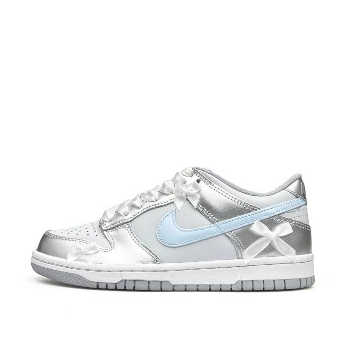 Nike Nike Dunk Abrasion Resistant Low top Skateboard Shoes Unisex White Silver Blue