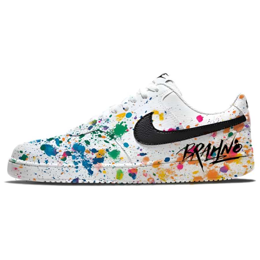 Nike Nike Court Vision 1 Baby's Breath Ink, Splatter Dazzling Color Leather Slip Resistant Abrasion Resistant Low top