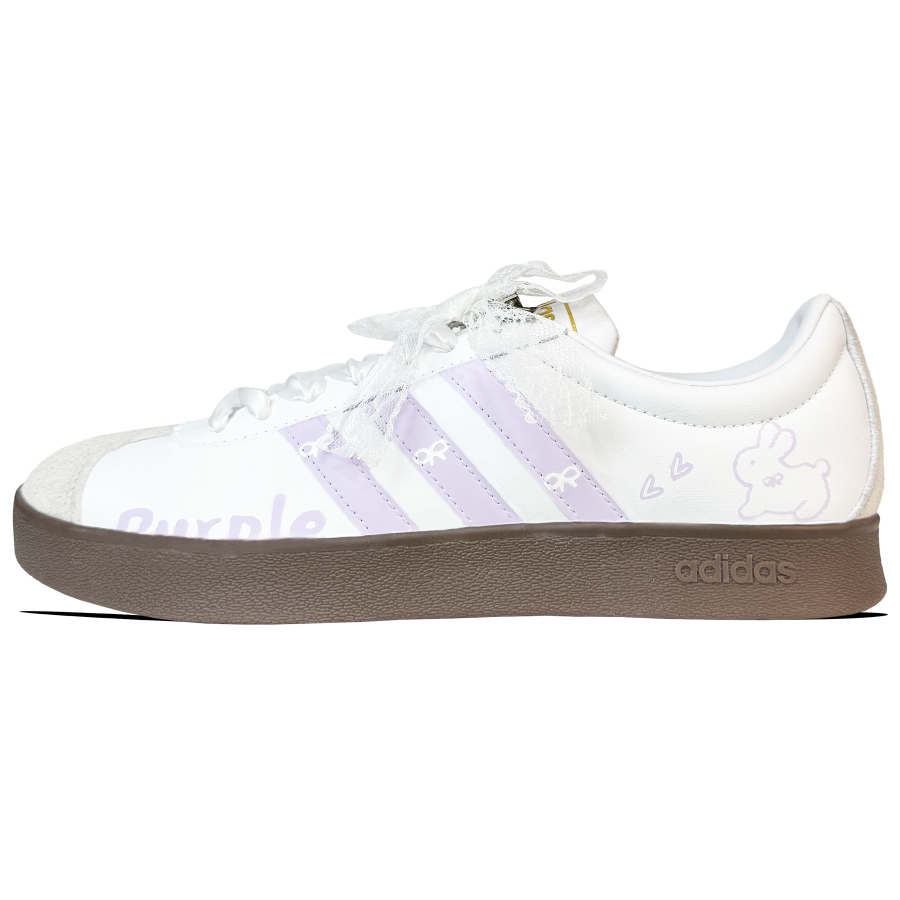 Adidas Adidas VL COURT 2.0 Abrasion Resistant Abrasion Resistant Low top Skateboard Shoes Unisex White Purple