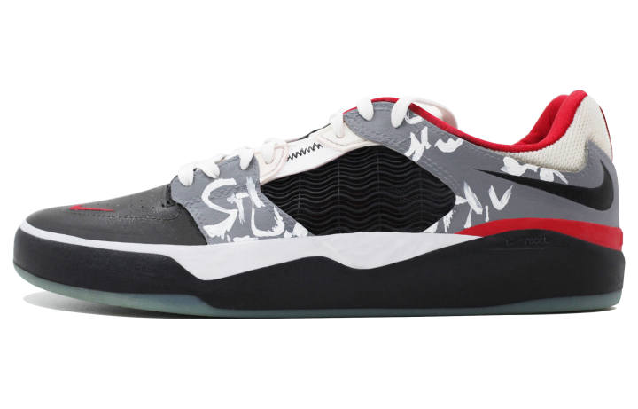 Nike Nike SB Ishod 'Chicago' Text D Leather Slip Resistant Abrasion Resistant Low top Skateboard Shoes Unisex Gray Black