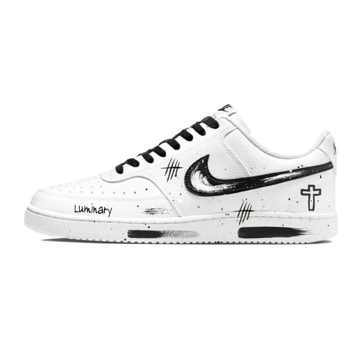 Nike Nike Court Vision 1 Low top Skateboard Shoes Men's Black White