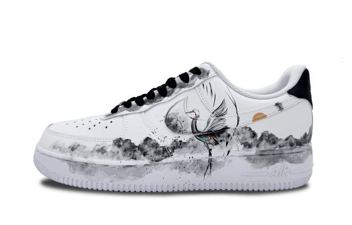 Nike Nike Air Force 1 Leather Low top Skateboard Shoes Men's Black White Gray