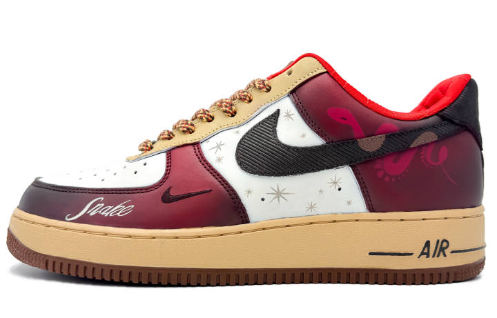 Nike Nike Air Force 1 Slip Resistant Abrasion Resistant Low top Skateboard Shoes Men's Red White
