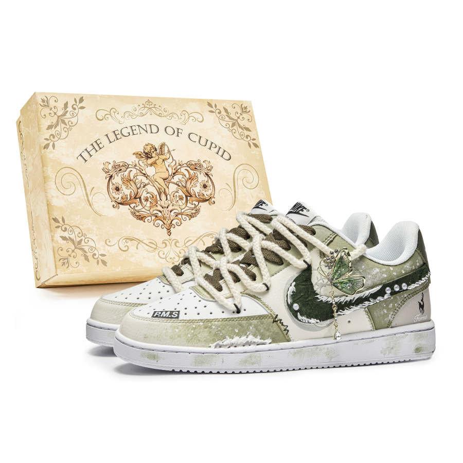 Nike Nike Court Vision 1 P.M.S Box, The Wizard Of Oz Non Slip And Waterproof Low top Skateboard Shoes Men's Green White