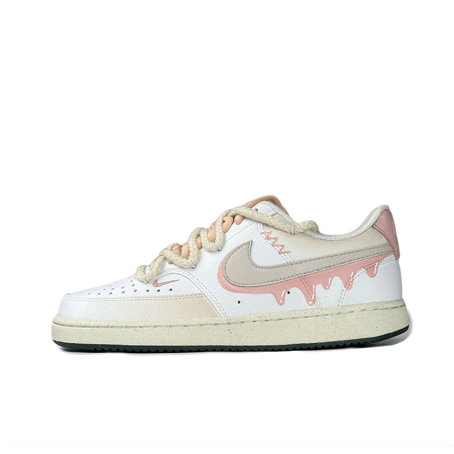 Nike Nike Court Vision Low Abrasion Resistant Low top Skateboard Shoes Women's White Pink
