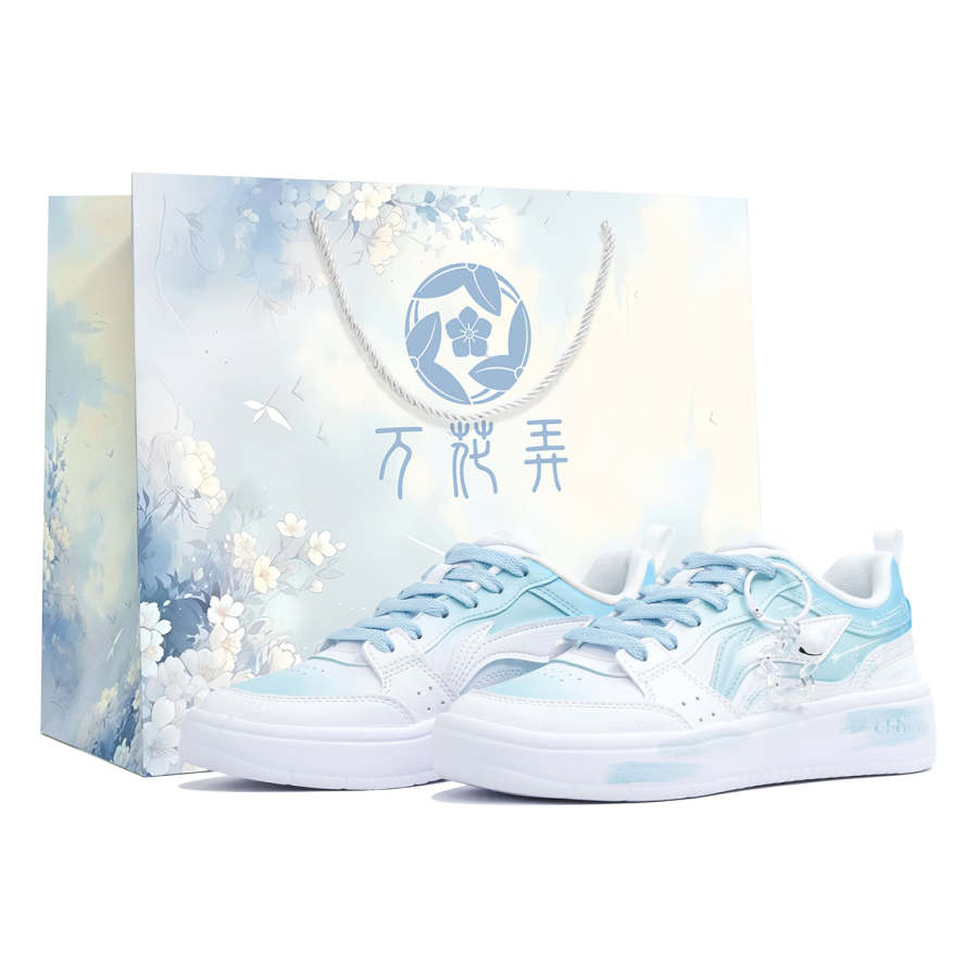 Li-Ning Li Ning Sycee Slip Resistant Abrasion Resistant Low top Skateboard Shoes Women's White Blue