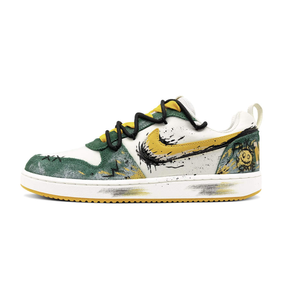 Nike Nike Court Borough Party Abrasion Resistant Abrasion Resistant Low top Skateboard Shoes Unisex White Yellow Green