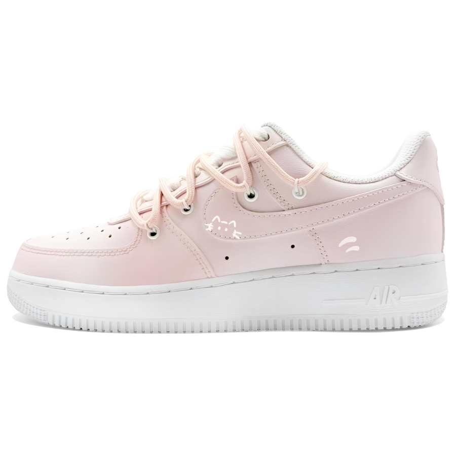 Nike Nike Air Force 1 Leather Abrasion Resistant Low top Skateboard Shoes Unisex White Pink