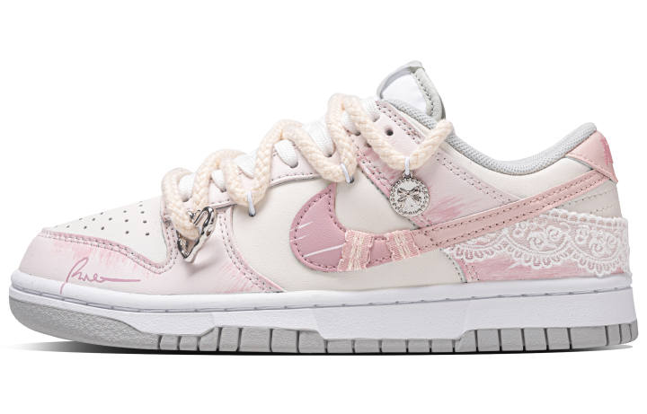 Nike Nike Dunk Gilded Pink Journal Abrasion Resistant Low top Skateboard Shoes Women's Beige Pink