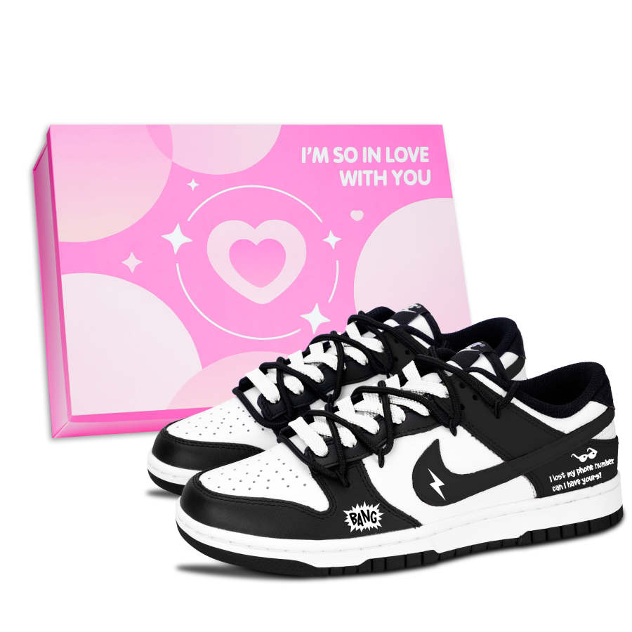 Nike Nike Dunk Black White, Trendy Comics Abrasion Resistant Abrasion Resistant Low top Skateboard Shoes Unisex Black
