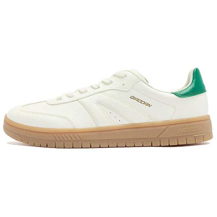 QIAODAN Departure Synthetic Leather Slip Resistant Slip Resistant Low top Skateboard Shoes Men's White Green