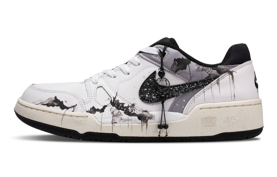 Nike Nike Full Force Ink Dyed Years Of Splendor Cushioning Low top Skateboard Shoes Men's White Black