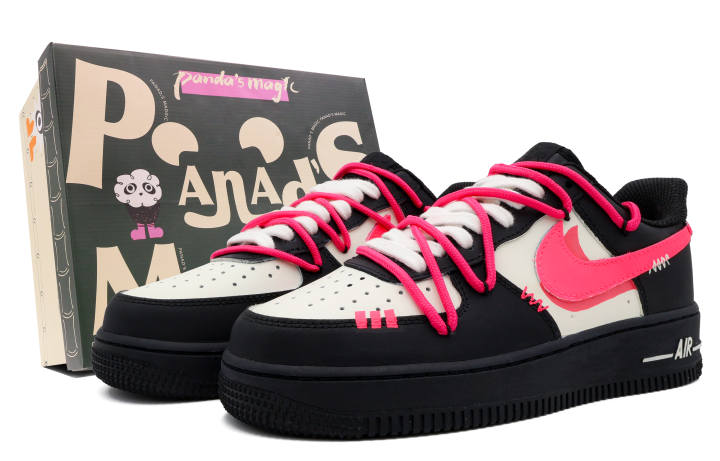 Nike Nike Air Force 1 Low 07 Low top Skateboard Shoes Men's Black Pink