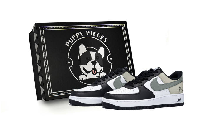 Nike Nike Air Force 1 Puppy Fragment, Special Shoe Box Low top Skateboard Shoes Men's White Gray
