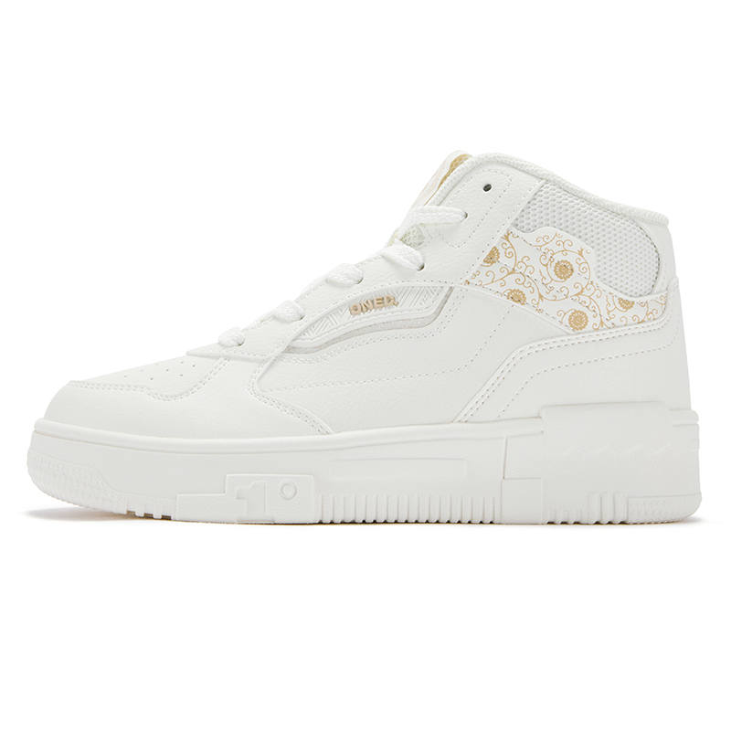 361° Slip Resistant And Breathable High top Skateboard Shoes Women's White Gold