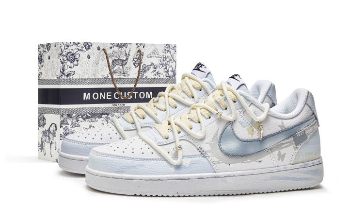 Nike Nike Court Vision 1 Abrasion Resistant Quick Dry Low top Skateboard Shoes Men's White Blue