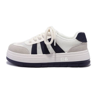 JIONGSEN Abrasion Resistant Slip Resistant Low top Skateboard Shoes Women's Beige Blue
