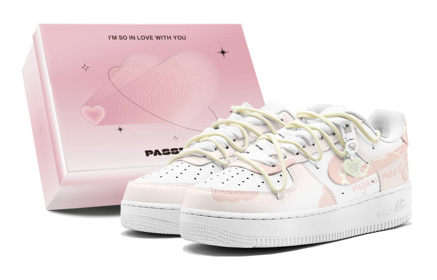 Nike Nike Air Force 1 Rugosa Rose, Rose Lover, Graffiti Slip Resistant Slip Resistant Low top Casual Skate Shoes GS