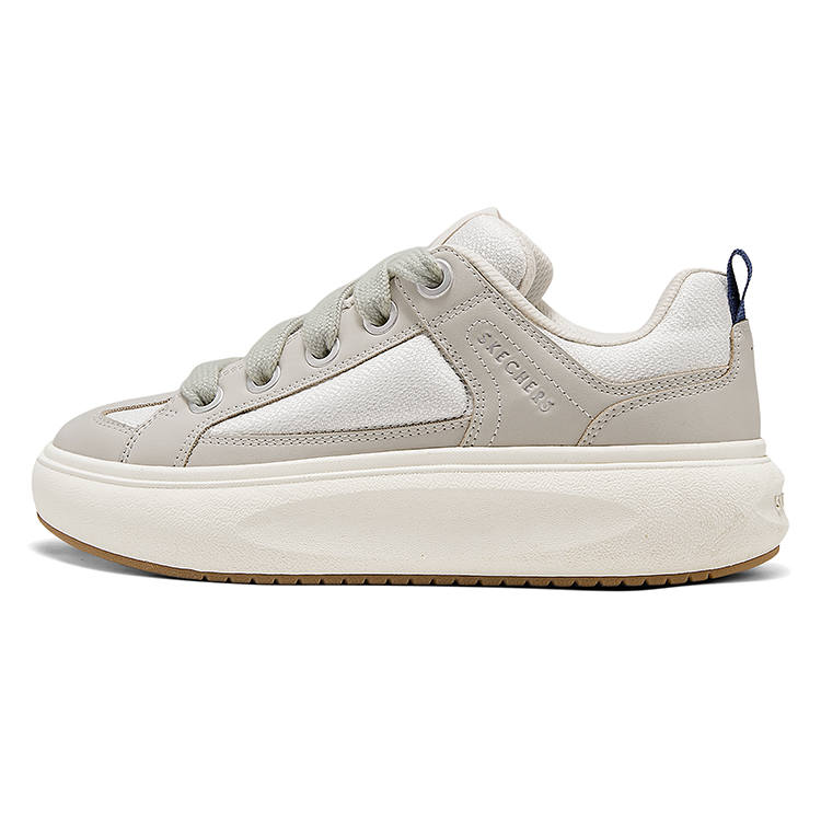 Skechers Comfortable Casual Cloud Cheese Puffy Shoes Breathable Height Increase Low top Skateboard Shoes Women's Ivory