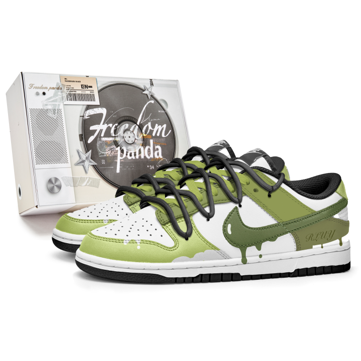 Nike Nike Dunk Slip Resistant Abrasion Resistant Low top Skateboard Shoes Unisex White Green