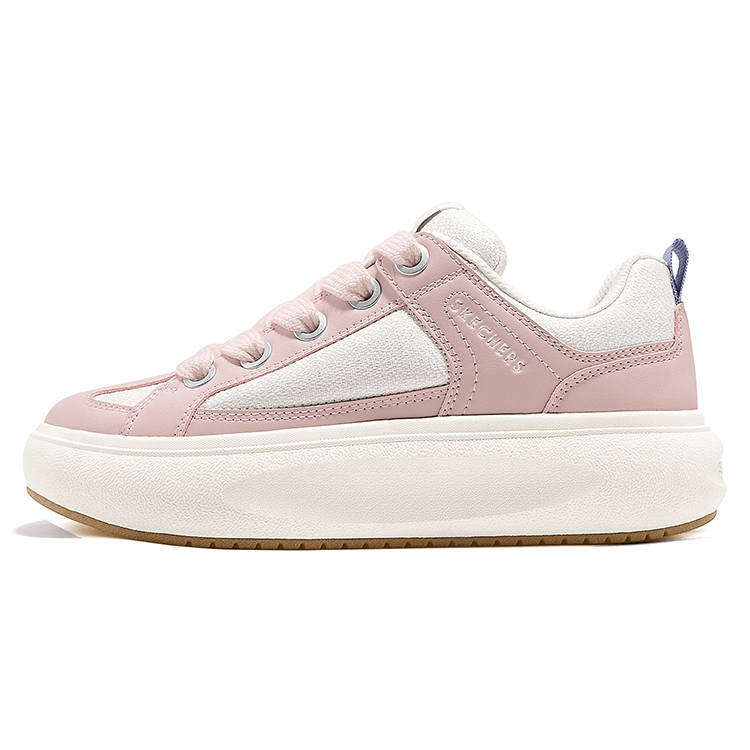 Skechers Cloud Cheese Puffy Shoes Breathable Height Increasing Low top Skateboard Shoes Women's Light Pink