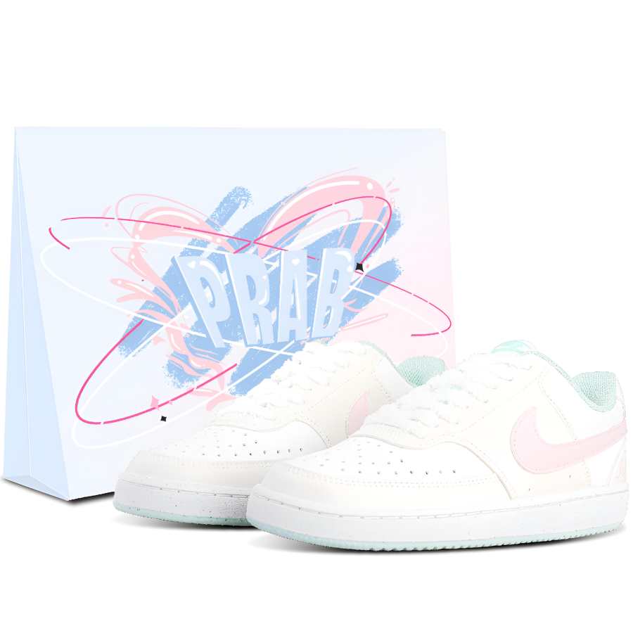 Nike Nike Court Vision Leather Wear resistant And Lightweight Low top Skateboard Shoes Women's Ivory