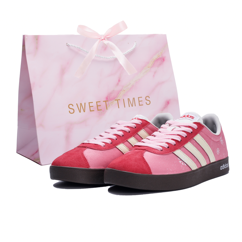 Adidas Adidas VL COURT 2.0 Snow Pink Girlish Abrasion Resistant Low top Skateboard Shoes Women's Red