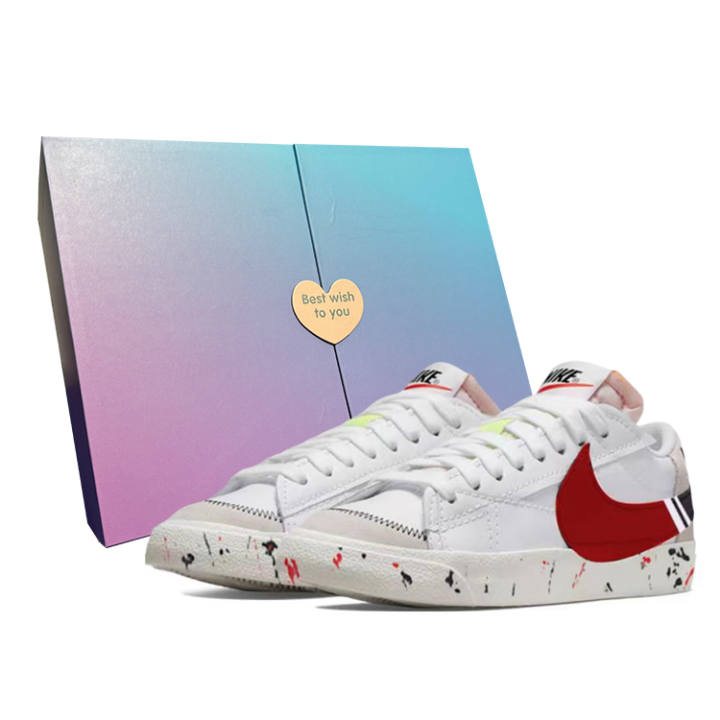 Nike Nike Blazer Slip Resistant Abrasion Resistant Low top Skateboard Shoes Men's White Red Black