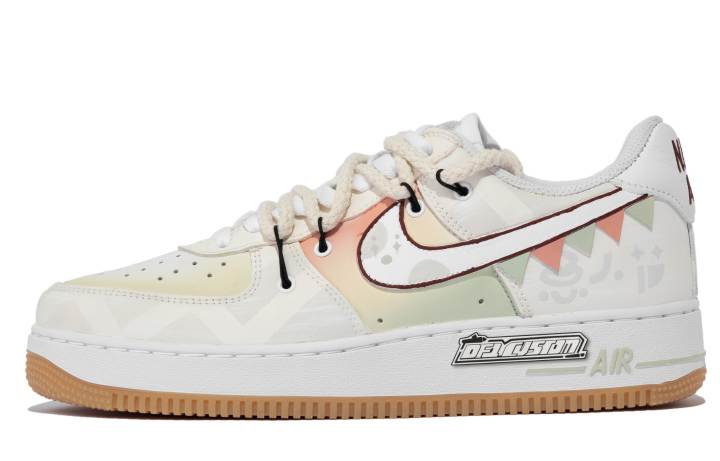Nike Nike Air Force 1 Low top Skateboard Shoes Unisex Gray Green White