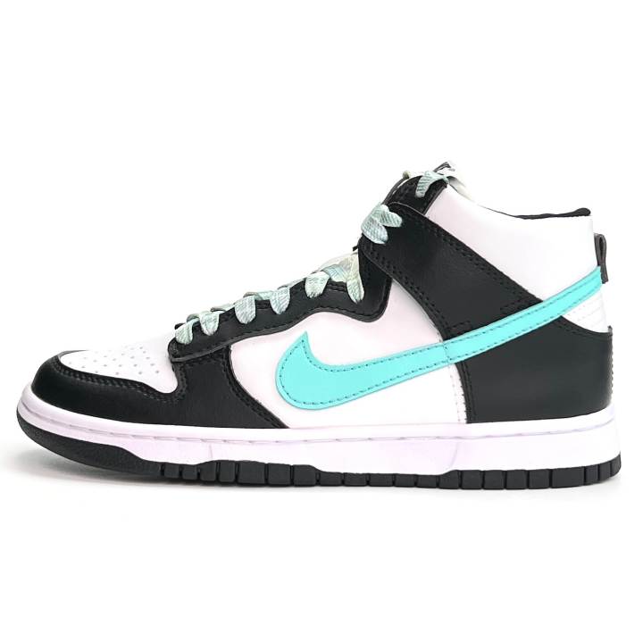 Nike Nike Dunk Blue Moment Slip Resistant High top Skateboard Shoes Unisex Black White Blue