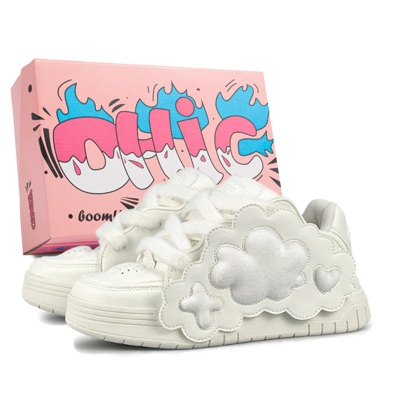 OHJC Puffy Shoes Low top Skateboard Shoes Women's White