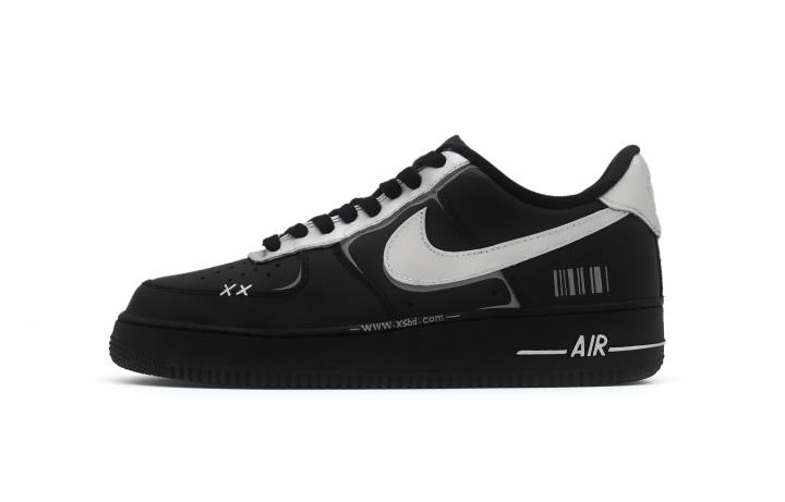 Nike Nike Air Force 1 Abrasion Resistant Abrasion Resistant Low top Skateboard Shoes Unisex Black Silver